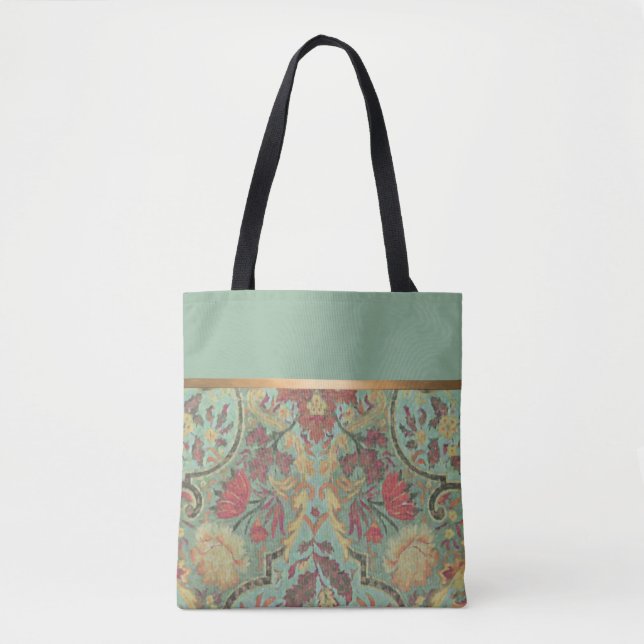 Artistic Green Damask Tote Bag (Front)