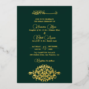 Artistic Green Gold Floral Paisley Muslim Wed