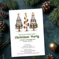 Artistic green gold leopard Christmas tree invite