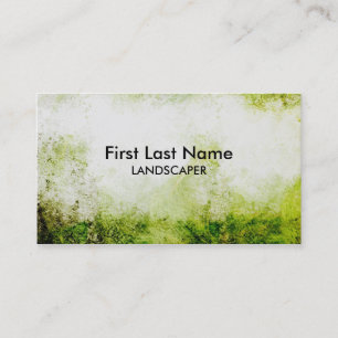 Artistic green grunge landscaper business cards