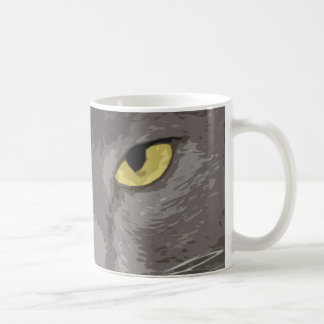 Artistic Grey Cat Face Coffee Mug