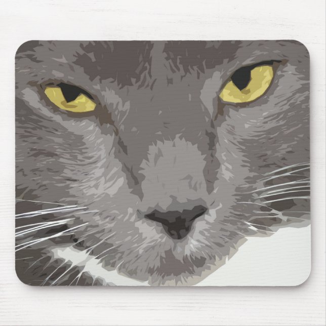Artistic Grey Cat Face Mouse Pad (Front)