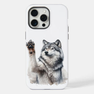 Artistic Grey Wolf in Watercolor iPhone 15 Pro Max Case