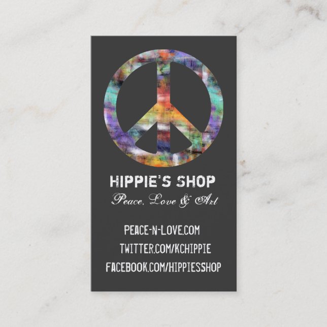 Artistic Grunge Peace Sign Custom Business Cards (Front)