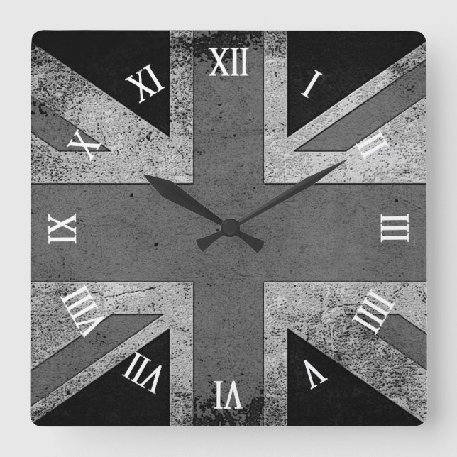 Artistic Grunge UK flag Square Wall Clock (Front)