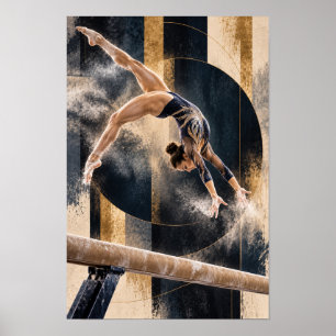 Artistic Gymnast on Balance Beam Abstract Sports W Poster