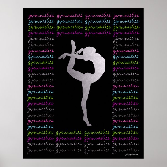Artistic Gymnastics Colourful Typography Poster (Front)