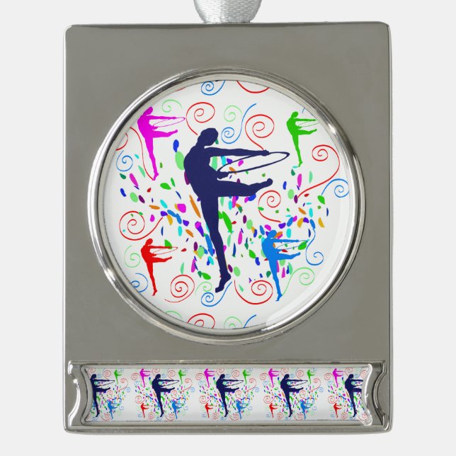 Artistic Gymnastics    Silver Plated Banner Ornament (Front)