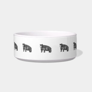 Artistic Hand-drawn Standing Black Bear Bowl