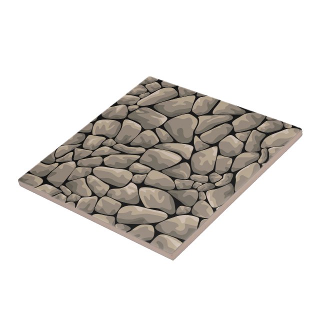 Artistic hand drawn stones in grey Modern decor Tile (Side)