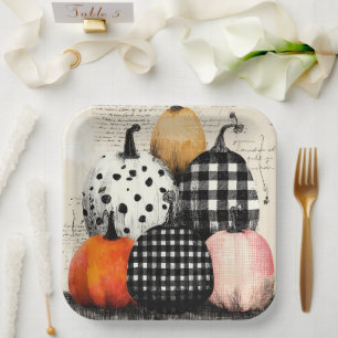 Artistic Harvest Pumpkins Paper Plate