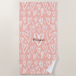 Artistic Hearts   Monogram Beach Towel