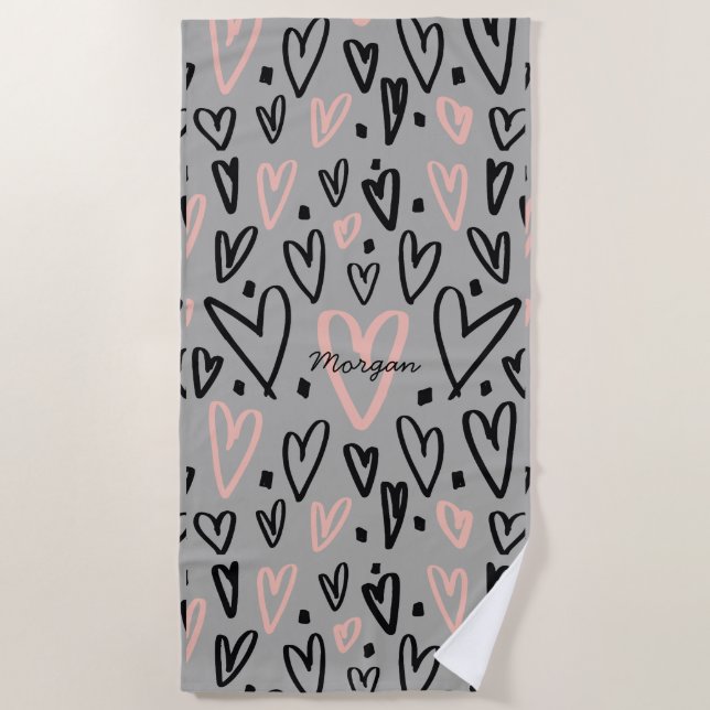 Artistic Hearts | Monogram Beach Towel (Front)