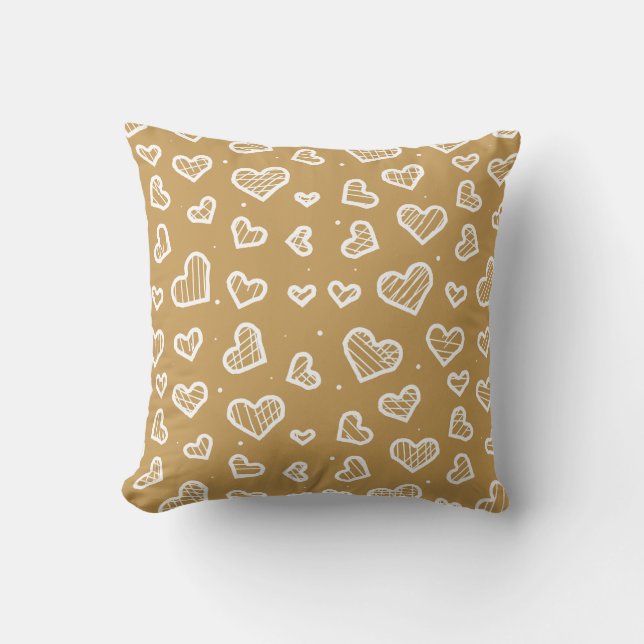 Artistic Hearts Seamless Pattern on Brown  Cushion (Front)