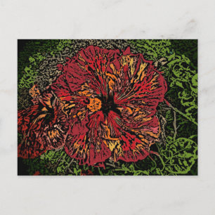 Artistic Hibiscus colourful postcard