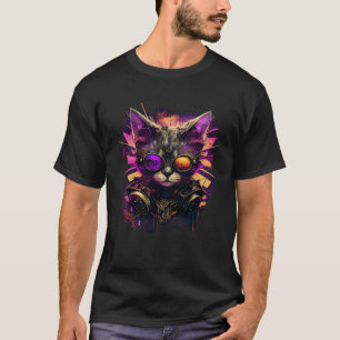 Artistic & Hipster Cat  Cool Colourful Cat with Gl T-Shirt