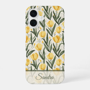 Artistic Holiday Gift Tulip Name iPhone 16 Case