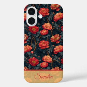 Artistic Housewarming Gift Peony Floral Custom iPhone 16 Case