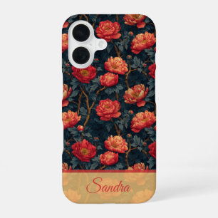 Artistic Housewarming Gift Peony Floral Custom iPhone 16 Case