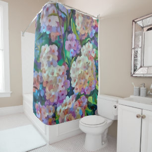 Artistic Hydrangeas Hortensia Floral Abstract Art Shower Curtain