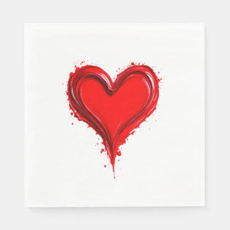 Artistic illustration of a red heart. napkin