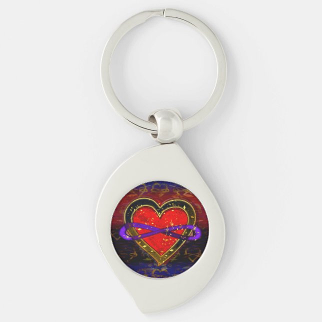 Artistic Infinity Heart Polyamory Flag Symbol Key Ring (Front)