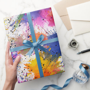 Artistic Ink Splash Multicolor Abstract Pattern Wrapping Paper
