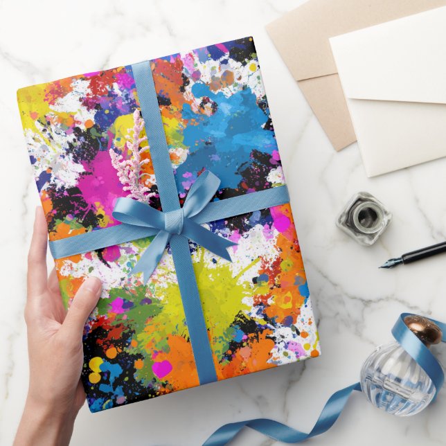Artistic Ink Splash Multicolor Abstract Pattern Wrapping Paper (Gifting)