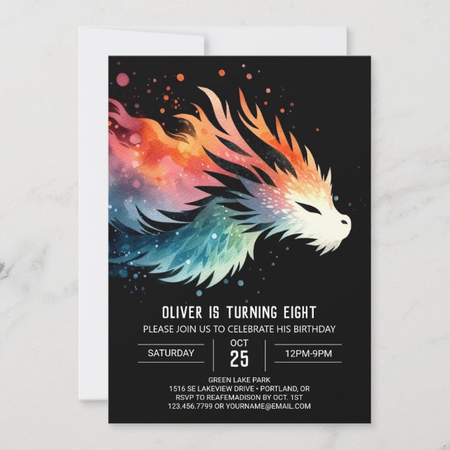 Artistic Intense Dragon Birthday Invitation (Front)
