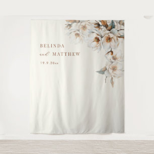 Artistic Ivory Floral Ivory Wedding Tapestry