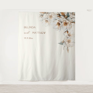 Artistic Ivory Floral Ivory Wedding Tapestry
