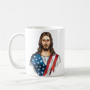 Artistic Jesus with American flag  Coffee Mug