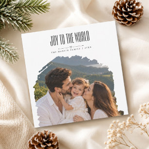 Artistic Joy To The World Christmas Photo Card