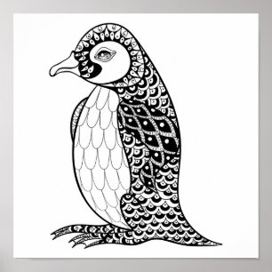 Artistic King Penguin Zendoodle 2 Poster