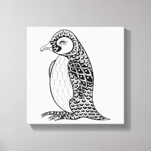Artistic King Penguin Zendoodle 6 Canvas Print