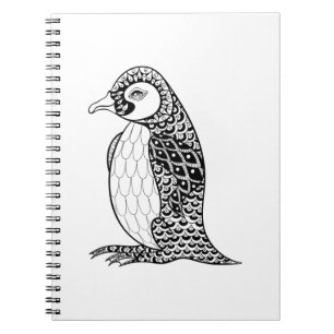 Artistic King Penguin Zendoodle Notebook