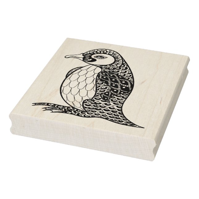 Artistic King Penguin Zendoodle Rubber Stamp (Stamp)