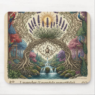 Artistic Lavender Flower and Waterfall Mouse Pad