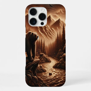 Artistic Leather-Like Bear by River iPhone 16 Pro Max Case