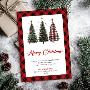 Artistic Leopard Print Christmas Tree Greeting Holiday Card