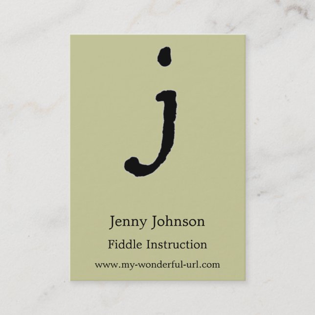 Artistic Letter "J" Hand Lettered Style Initial Business Card (Front)