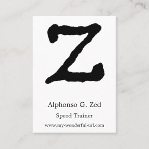 Artistic Letter "Z" Hand Lettered Style Initial Business Card