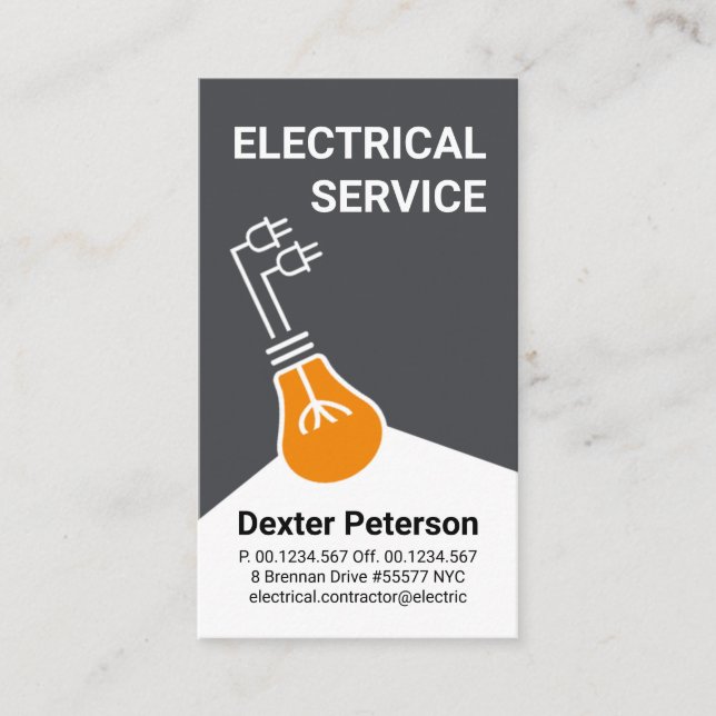 Artistic Light Bulb Beam Electrical Wiring Business Card (Front)