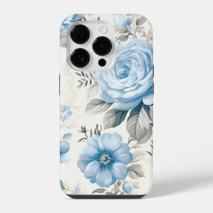 Artistic Light Pastel Blue Roses iPhone 14 Pro Case