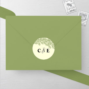 Artistic Line Leaves Wedding Classic Round Sticker