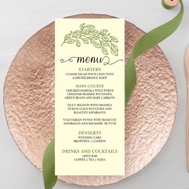 Artistic Line Leaves Wedding Menu (Creator Uploaded)