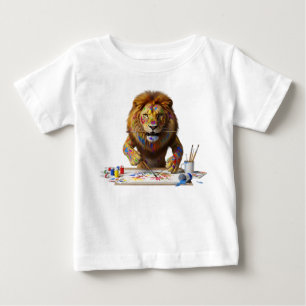 Artistic Lion Artist Painting with Colourful Splas Baby T-Shirt