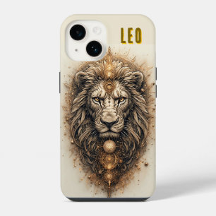 Artistic Lion with Golden Geometric iPhone 14 Case