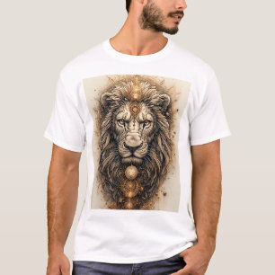 Artistic Lion with Golden Geometric T-Shirt