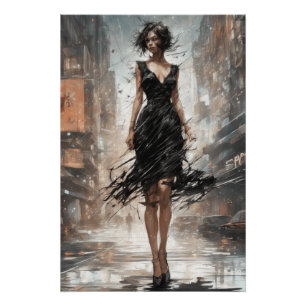 Artistic Little Black Dress Rendering AI-Enhanced Poster